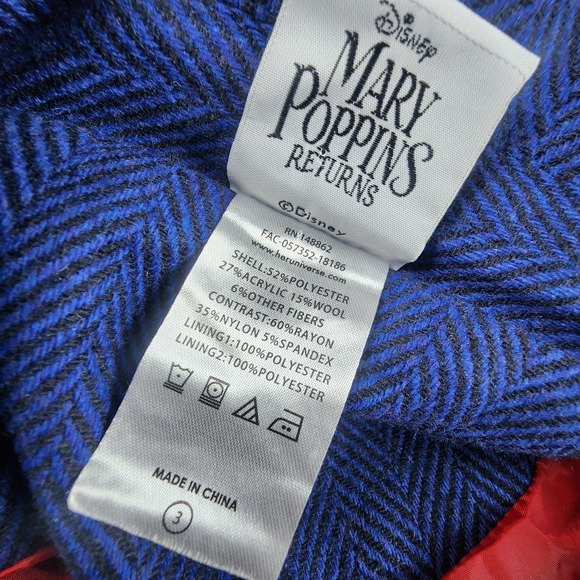 Torrid Disney Her Universe Mary Poppins Cosplay Coat Plus Size 3‎ 3XL Blue Tweed - Picture 11 of 15